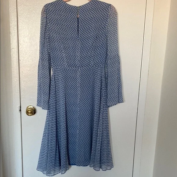 L.K. Bennett 100% Silk Abbie Elegant Blue Polka Dot Patterned Dress - Picture 7 of 8